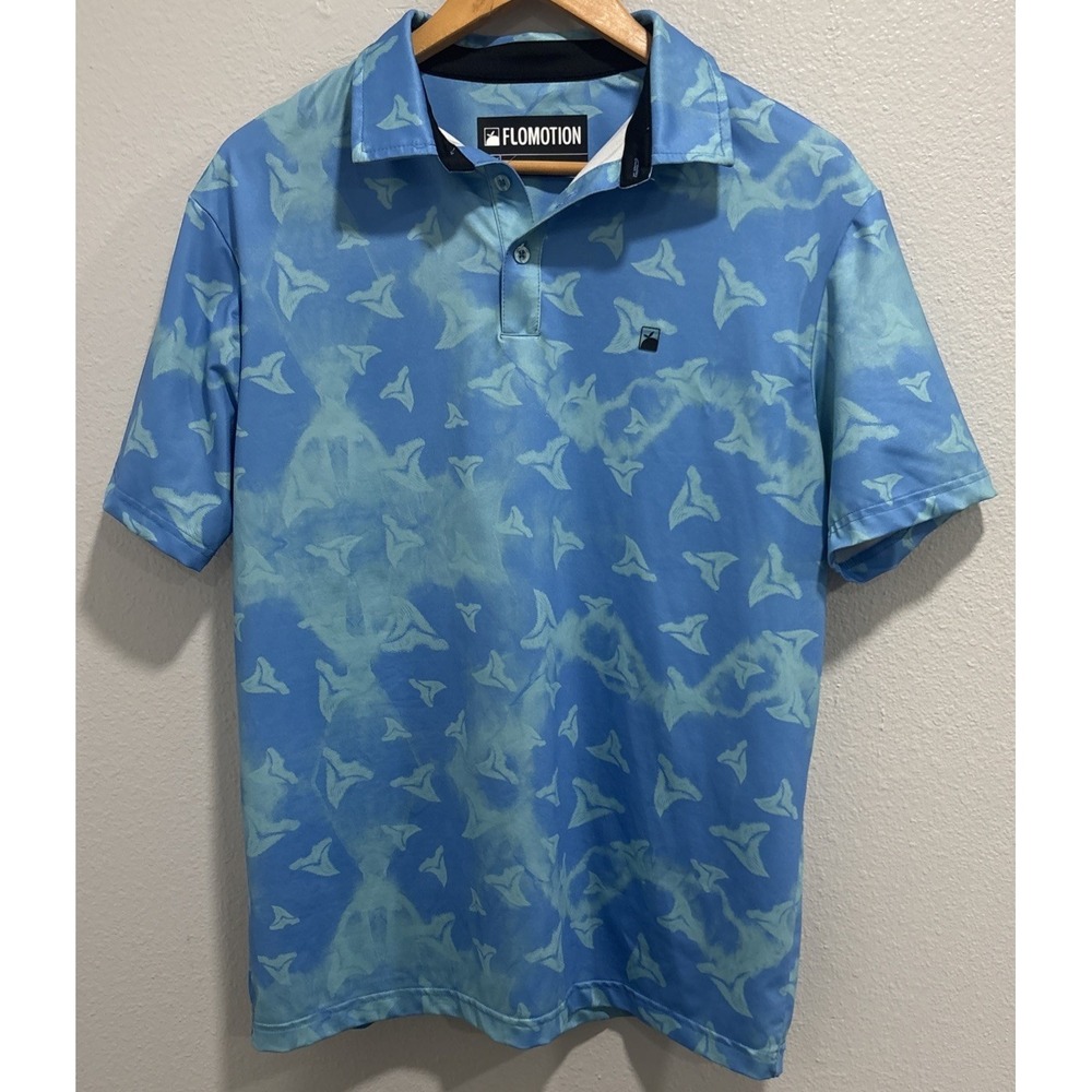 Flomotion Sharks Teeth Beach Print Shirt Men's Med Resortwear Beachy Florida